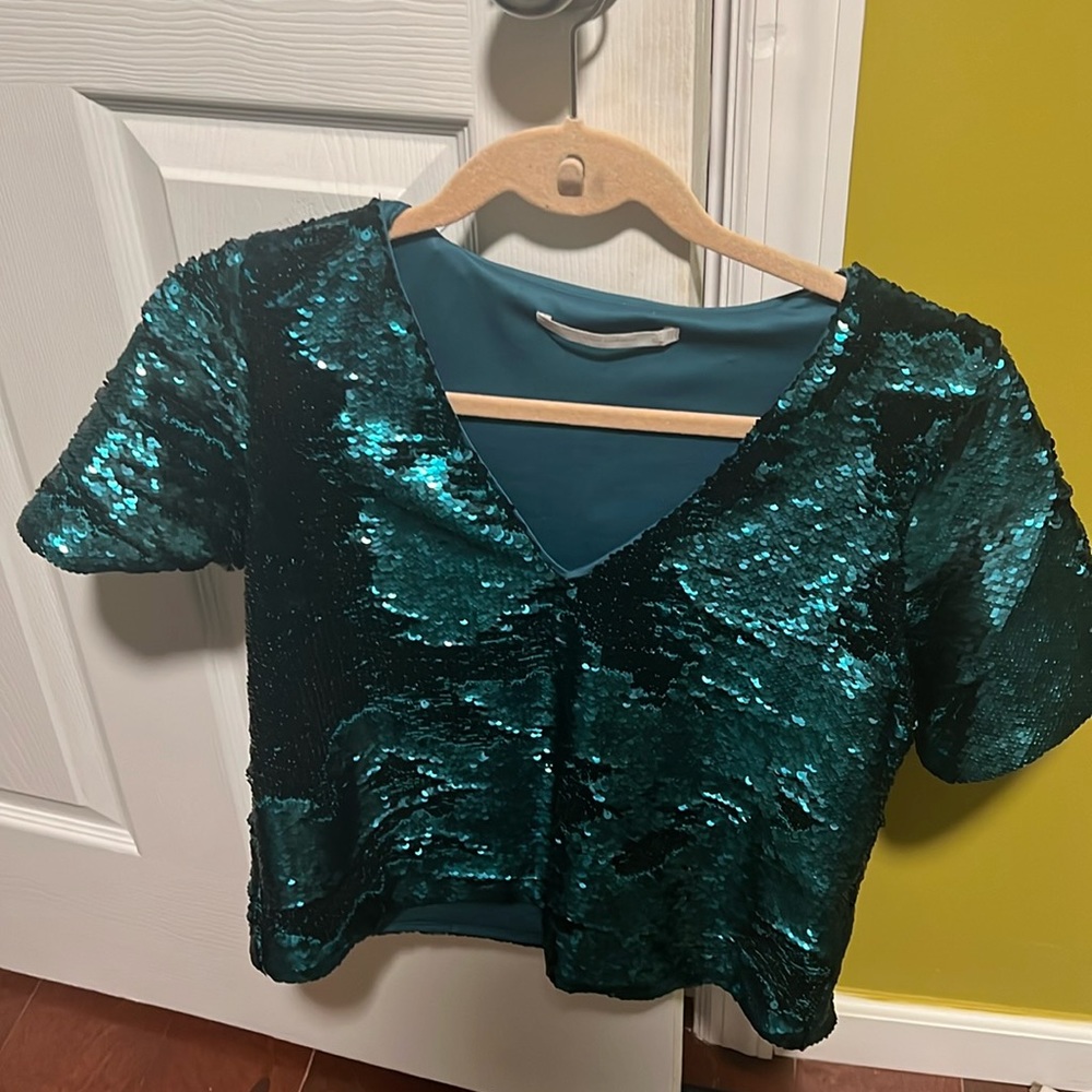 Zara Sequin Holiday Top